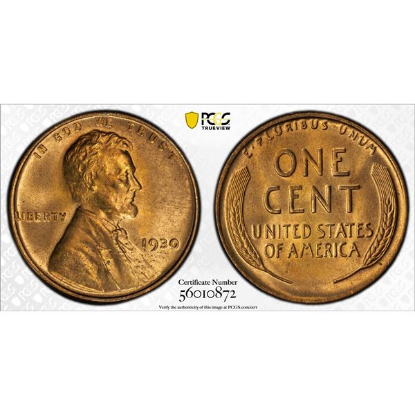 UNITED STATES: AE cent, 1930, PCGS MS65 RD