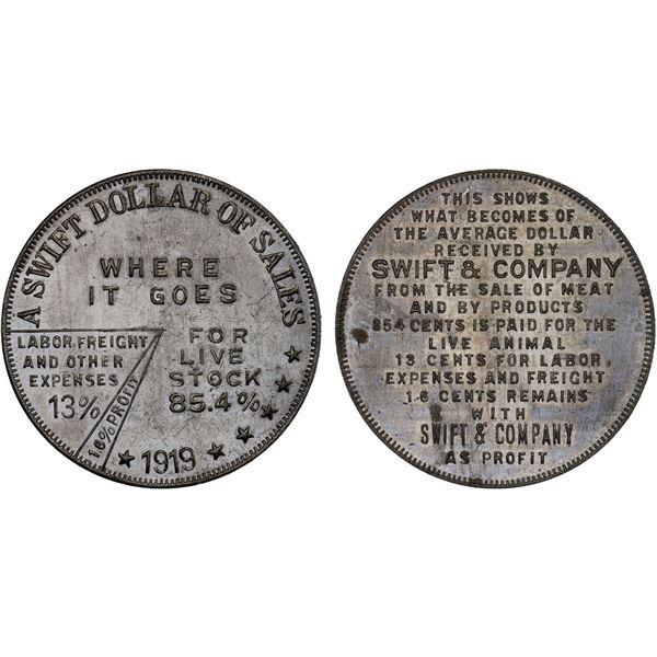 UNITED STATES:, 1919 token (4.03g), Unc