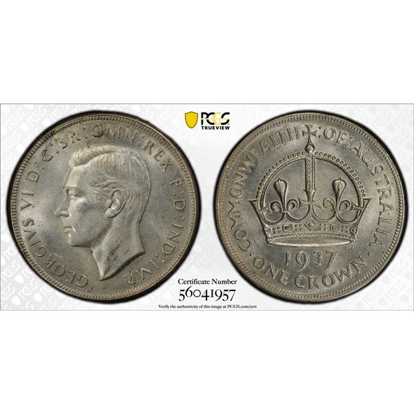 AUSTRALIA: George VI, 1936-1952, AR crown, 1937, PCGS MS63