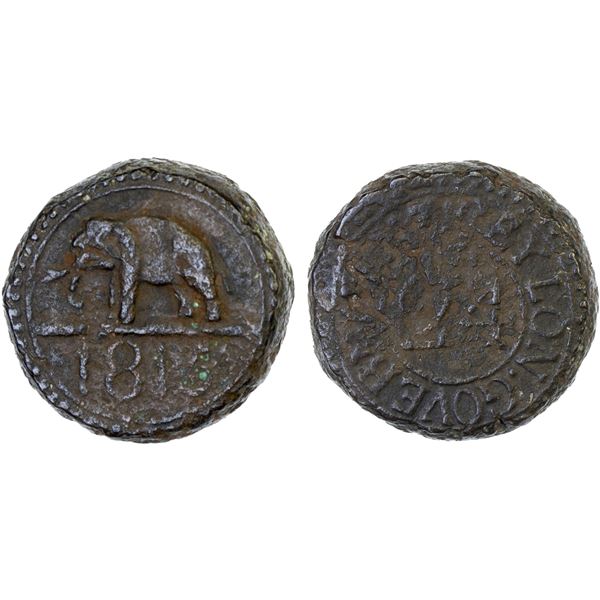 CEYLON: George III, 1802-1820, AE 1/12 rixdollar (16.90g), 1815, F-VF