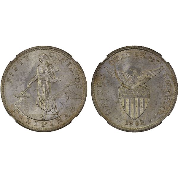 PHILIPPINES: U. S. Territory, AR 50 centavos, 1903, NGC MS62