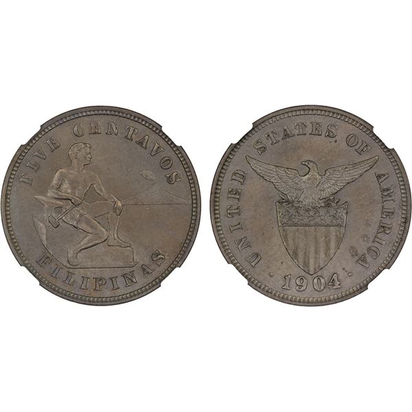 PHILIPPINES: U. S. Territory, 5 centavos, 1904, NGC MS64