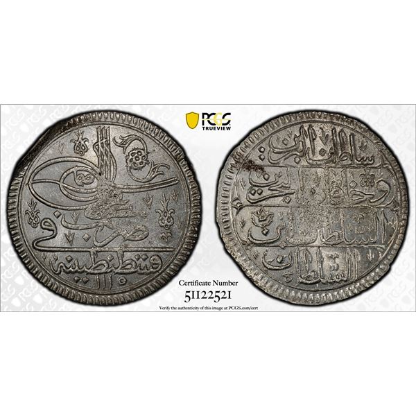 TURKEY (OTTOMAN EMPIRE): Ahmed III, 1703-1730, AR kurush, Kostantiniye, AH1115, PCGS MS64