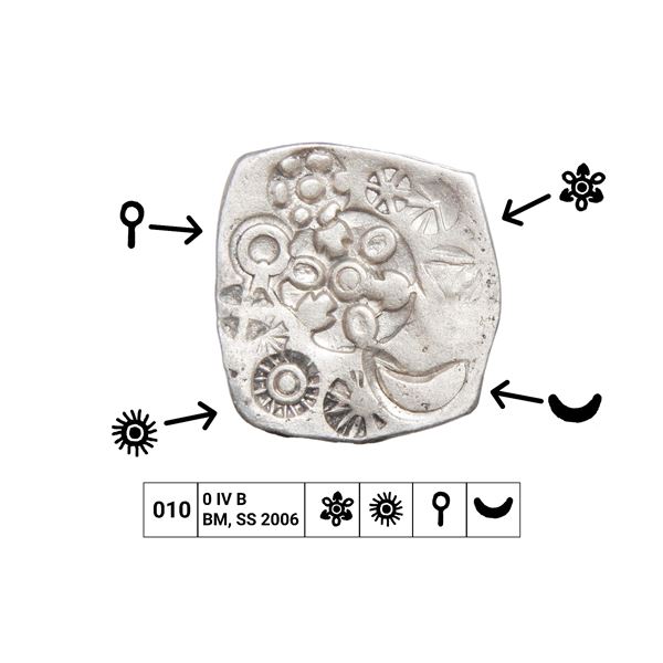 India, Magadha Janapada, Bimbisara (c.558–491 BC),  Heavy Silver Karshapana – Very