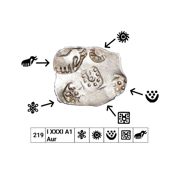 India, Magadha Janapada, Ajatashatru  (c.492–460 BC), Silver Karshapana – Very Rar