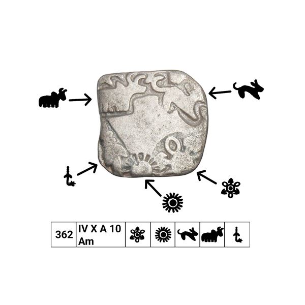 India, Magadha Janapada, Nanda Dynasty (c.345–321 BC), Silver Karshapana – Rare Ty