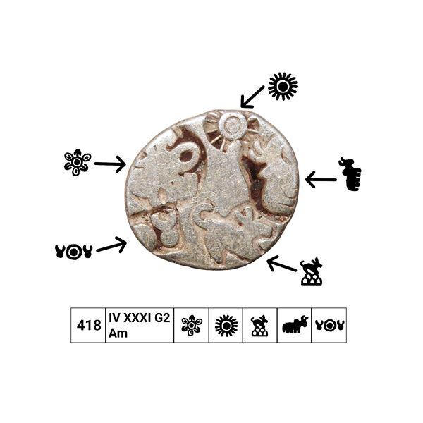 India, Magadha Janapada, Nanda Dynasty (c.345–321 BC), Silver Karshapana – Very Sc