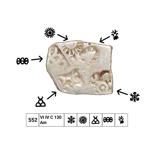 India, Magadha Janapada, Ashoka the Great (c.268–232 BC), Silver Karshapana – Rare