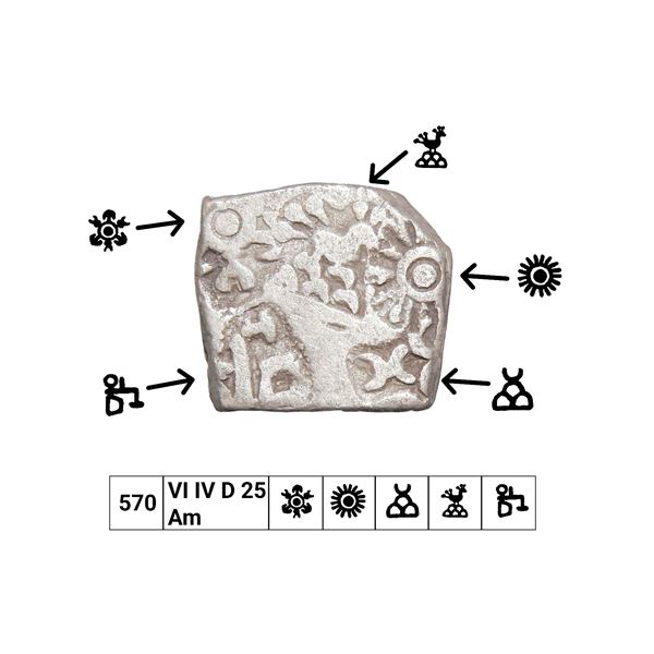 India, Magadha Janapada, Ashoka the Great (c.268–232 BC), Silver Karshapana – Rare