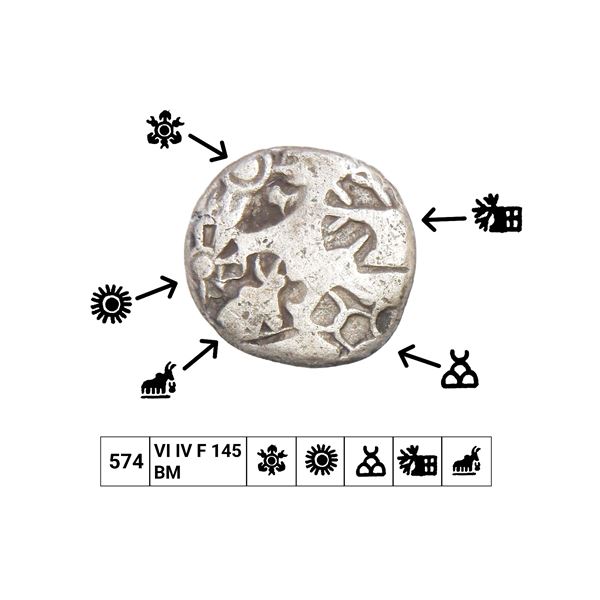 India, Magadha Janapada, Ashoka the Great (c.268–232 BC), Silver Karshapana – Scar