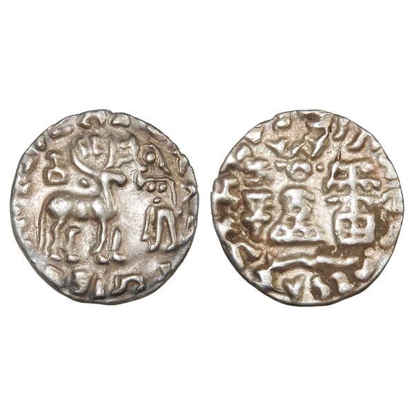 India, Kuninda Dynasty (c.100 BC), Amoghabhuti, Silver Drachm – Rare