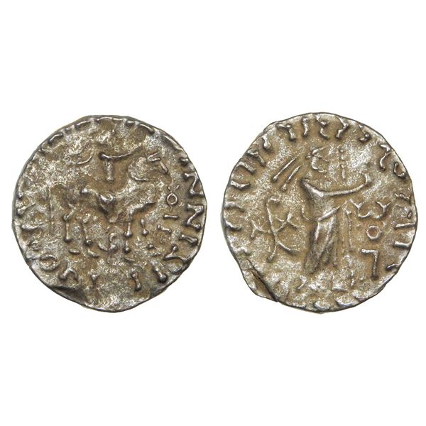 India, Indo-Parthian, Gondophares–Sases (c.100 AD), Silver Tetradrachm – Very Scar