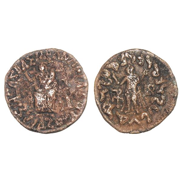India, Indo-Scythian, Azes I (c.58–12 BC), Copper Unit – Rare