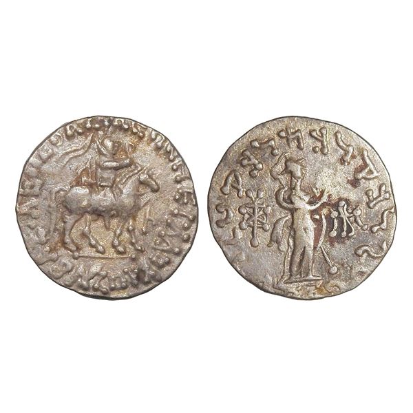 India, Indo-Scythian, Azes I (c.58–12 BC), Silver Tetradrachm – Very Scarce