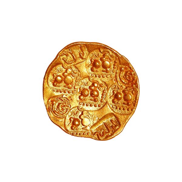 India, Hoysala Dynasty, Veera Ballala II, (c. 1173-1220CE), Gold Gadyana, 3.80grms, 9 Punches, 5x Na