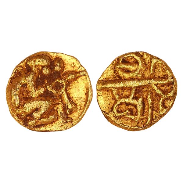 India, Hoysala Period Gold Fanam (11th–14th CE) – Hanuman Type, Rare