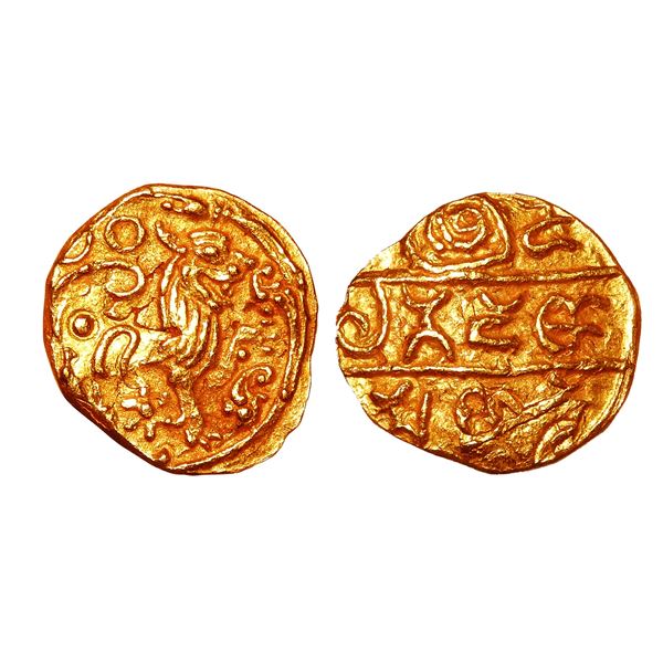 India, Hoysala Vishnu Vardhana Gold Pagoda (c.1108–1152 CE) – Rare Overstruck Coin