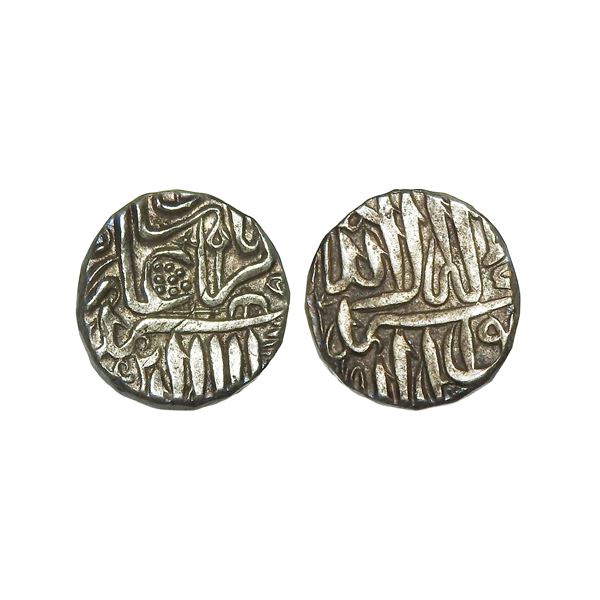 India, Mughal Empire, Akbar (Mulher Mint, c.1556–1605 CE), Silver 1/2 Rupee – Very