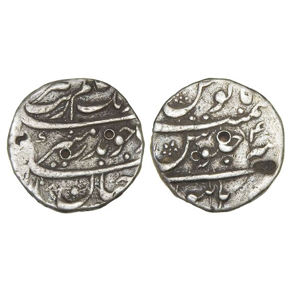 India, Mughal Empire, Aurangzeb (Burhanpur Mint, c.1658–1707 CE), Silver Rupee, AH1108/RY04