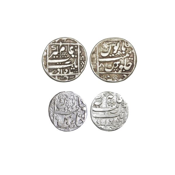 India, Mughal Empire, Aurangzeb (Junagadh Mint, c.1658–1707 CE), Silver Rupee & 1/2 Rupee [