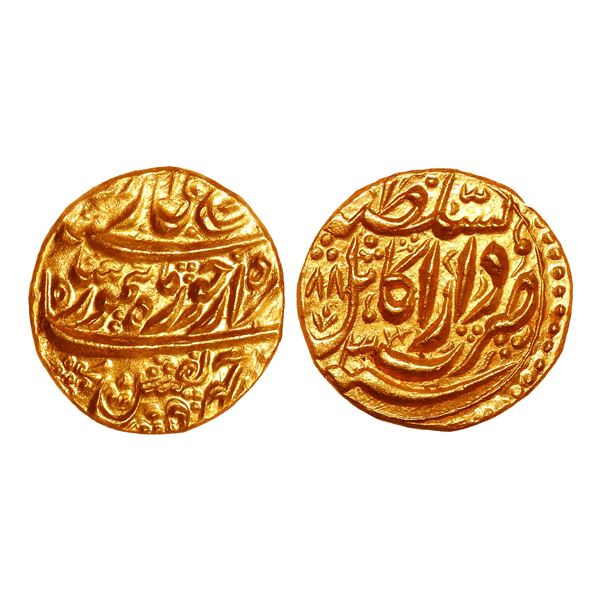 India, Durrani Taimur Shah Abdali Gold Mohur – Kabul Mint AH1188/RY03, Gem Uncirculated Rar