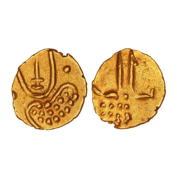 India, Gingee Maratha Gold Fanam – 1689–1698 CE, Lion & Crocodile Motif, Uncircula