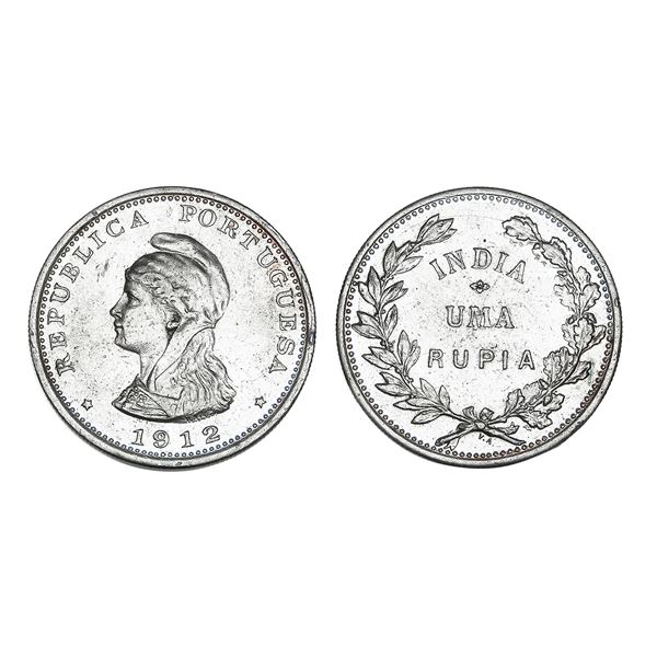 Portuguese India Liberty Type Silver Uma Rupia 11.40 g – Almost Uncirculated, Rare