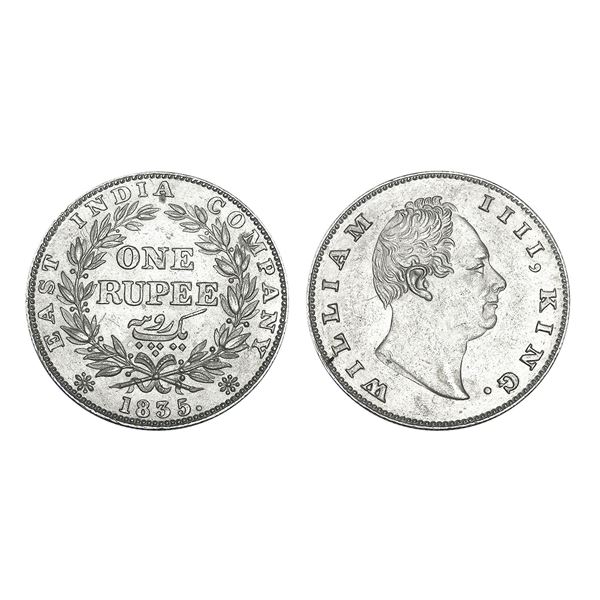 East India Company William IV Silver Rupee 1835 Calcutta Mint – Almost Uncirculated, Very S