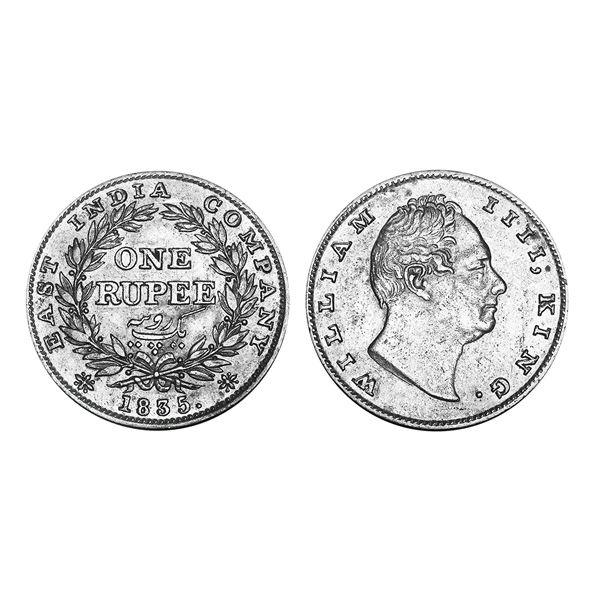 East India Company William IV Silver Rupee 1835 Bombay Mint – Extra Fine+, Scarce