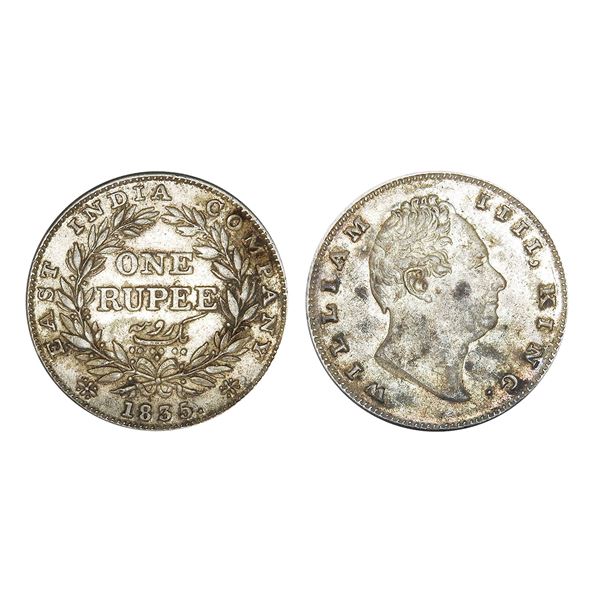 East India Company William IV Silver Rupee 1835 Bombay Mint – Almost Uncirculated, Scarce