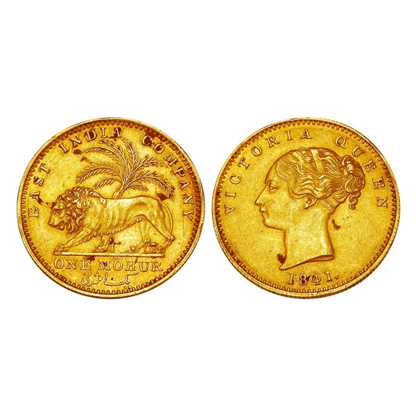 East India Company Victoria Queen Gold Mohur 1841 – Extra Fine+, Rare