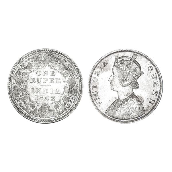 British India Victoria Queen Silver Rupee 1862 Calcutta Mint – Extra Fine, Rare