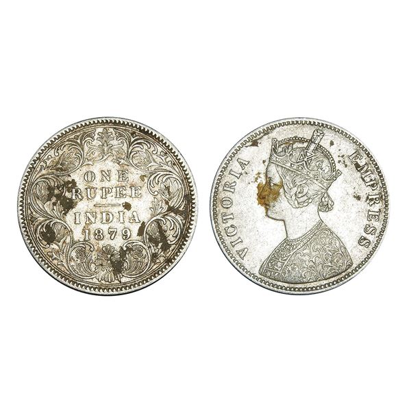 British India Victoria Empress Silver Rupee 1879 Calcutta Mint – Extra Fine+, Very Scarce