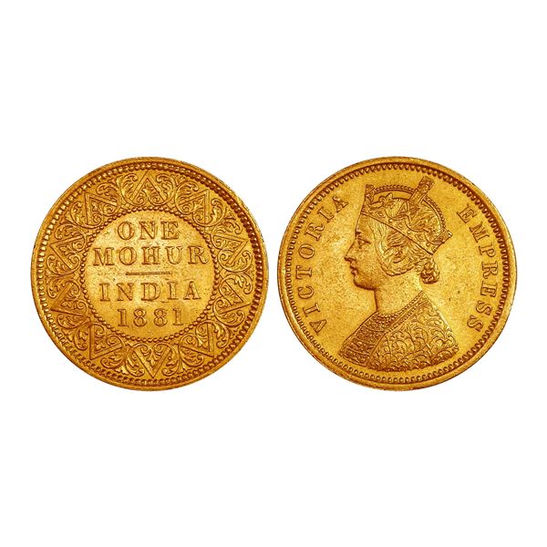 British India Victoria Empress Gold Mohur 1881 – Almost Uncirculated, Rare