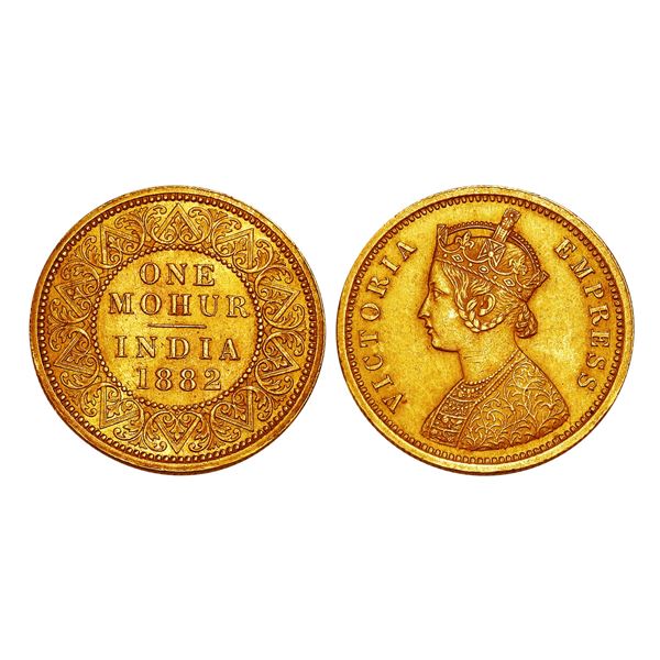 British India Victoria Empress Gold Mohur 1882 – Almost Uncirculated, Very Rare