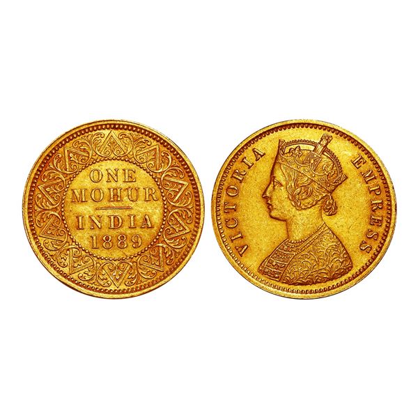 British India Victoria Empress Gold Mohur 1889 – Almost Uncirculated, Very Rare