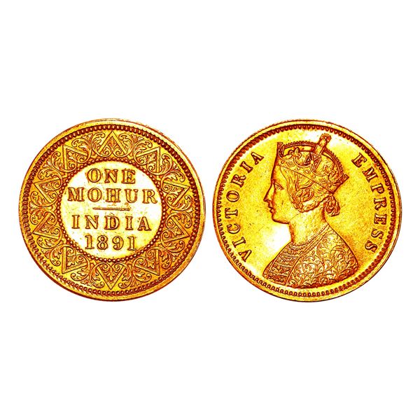 British India Victoria Empress Gold Mohur 1891 – Almost Uncirculated, Very Rare
