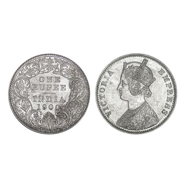 British India Victoria Empress Silver Rupee 1900 Calcutta Mint – Uncirculated, Scarce