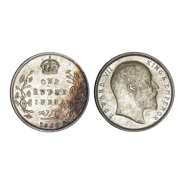 British India Edward VII Silver Rupee 1906 Calcutta Mint – Uncirculated, Scarce