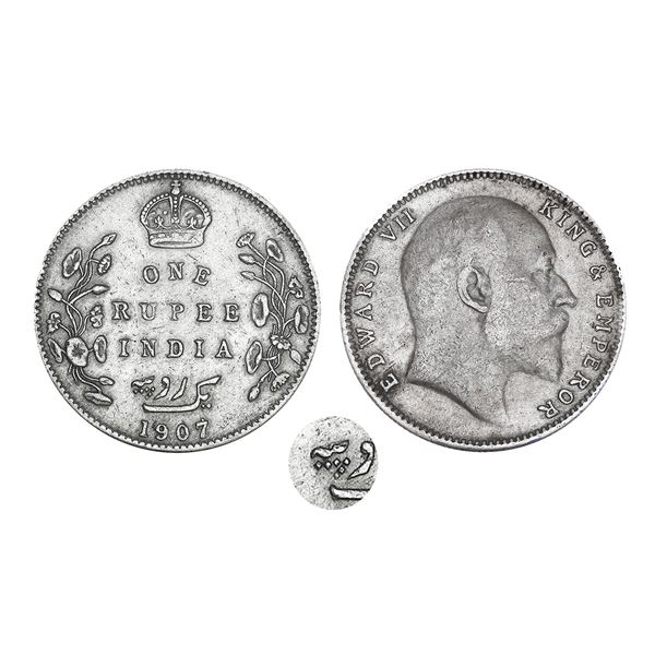 British India Edward VII Silver Rupee 1907 Bombay Mint – Extra Fine, Exceedingly Rare Varie