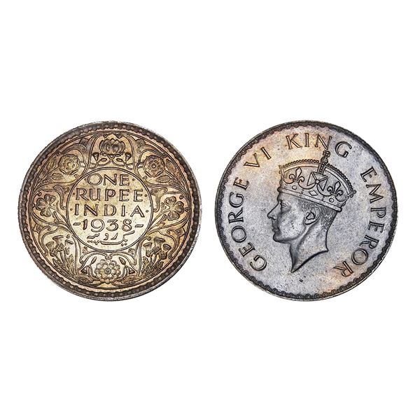 British India George VI Silver Rupee 1938 Bombay Mint – Uncirculated, Rare