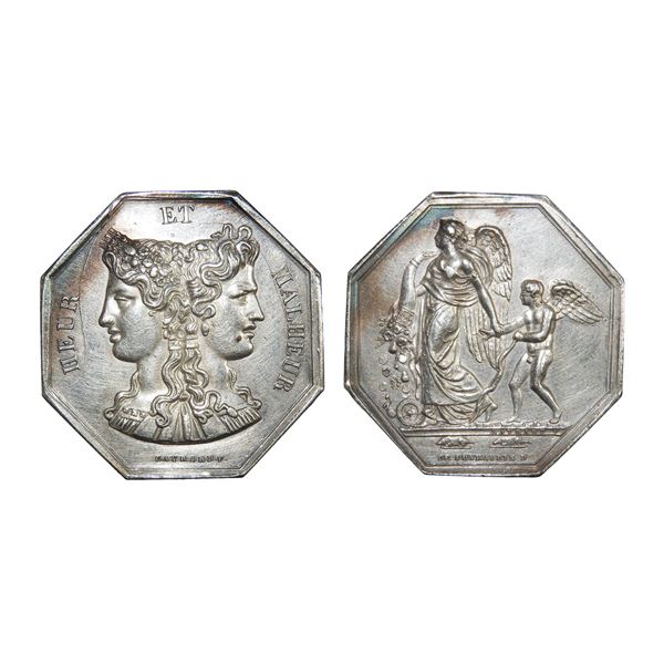 France Silver Jeton “Heur et Malheur” by Gayrard – Very Fine+, Rare