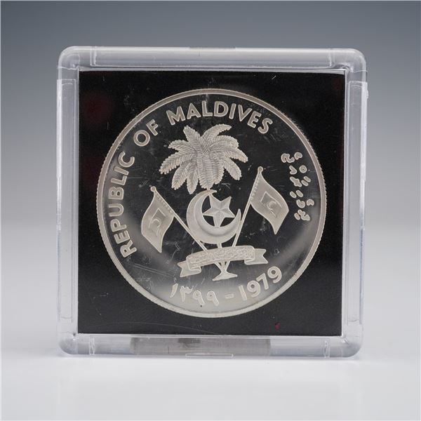 1979 Maldives 20 Rufiyaa International Year of the Child Silver Coin