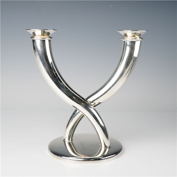 A Gio Ponti for Christofle Silverplated Two-Light Candelabra