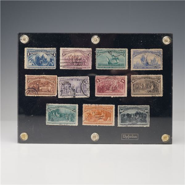 11pc 1893 Columbian Exposition Framed Stamp Set