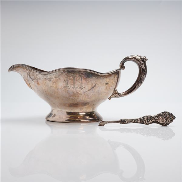 2pc Sterling Silver Mandel Bros. Gravy Boat & Cuticle Utensil