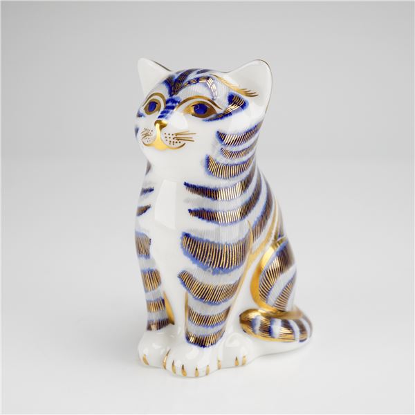 Royal Crown Derby Paperweight, Grey Kitten