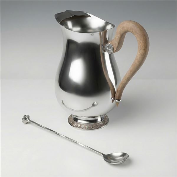 Christofle Malmaison Silver Plated Water Pitcher and Stirrer
