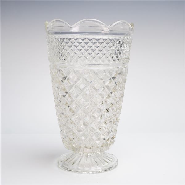Anchor Hocking Wexford Pattern Clear Glass Footed Vase