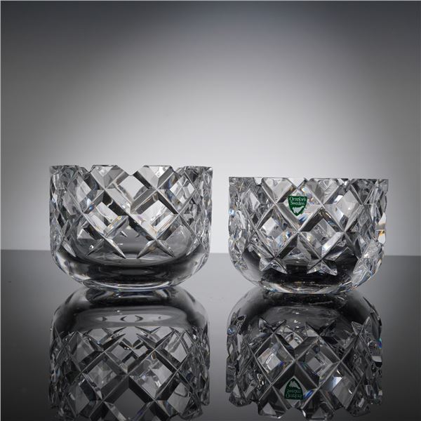 Orrefors Heavy Cut Crystal Vessel with Diamond Cut Patern